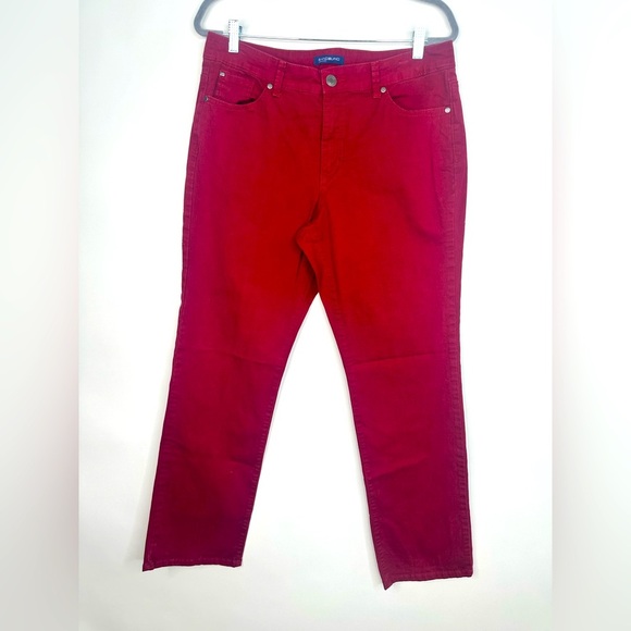 Bandolino Red Samantha Mid-Rise Straight Leg Jeans Size 14 - Picture 1 of 13